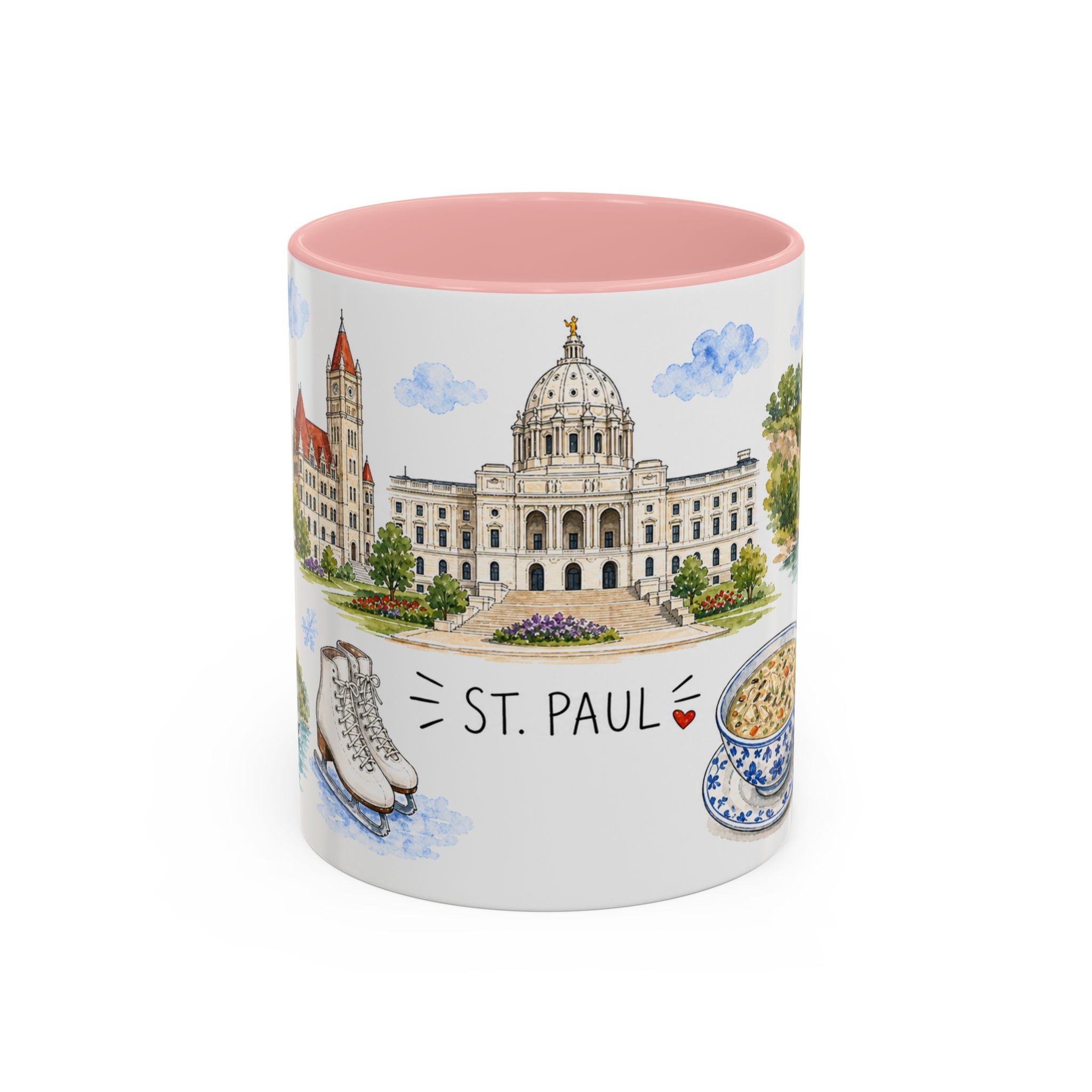 St. Paul Illustrated Travel Mug | City Souvenir Accent Coffee Mug | 11oz 15oz Ceramic Cup