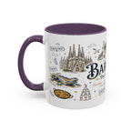 Barcelona Coffee Mug | Spain Souvenir Travel Gift | Accent Color Ceramic 11oz 15oz