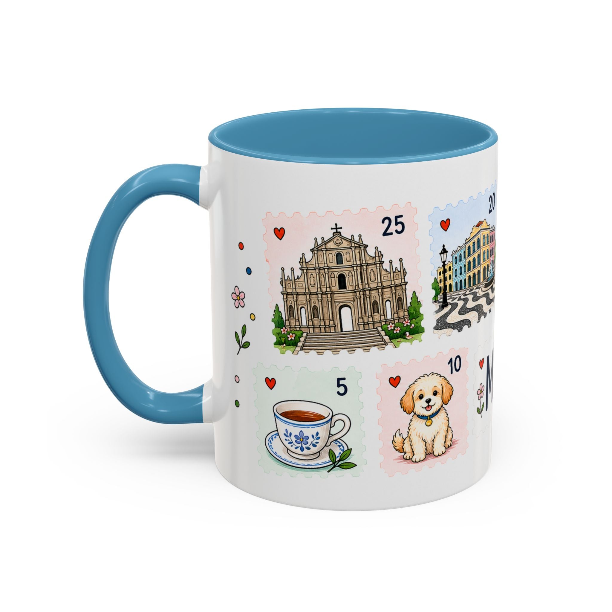 Macau Coffee Mug | Postage Stamp Collage Mug | Travel Souvenir Accent Cup 11oz 15oz