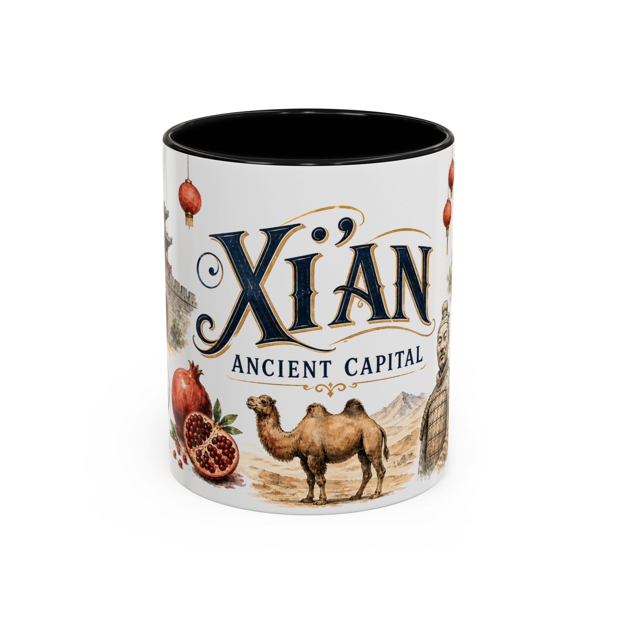 Xi'an Coffee Mug | China Travel Souvenir | Vintage Illustrated City Gift | 11 oz 15 oz Accent Mug