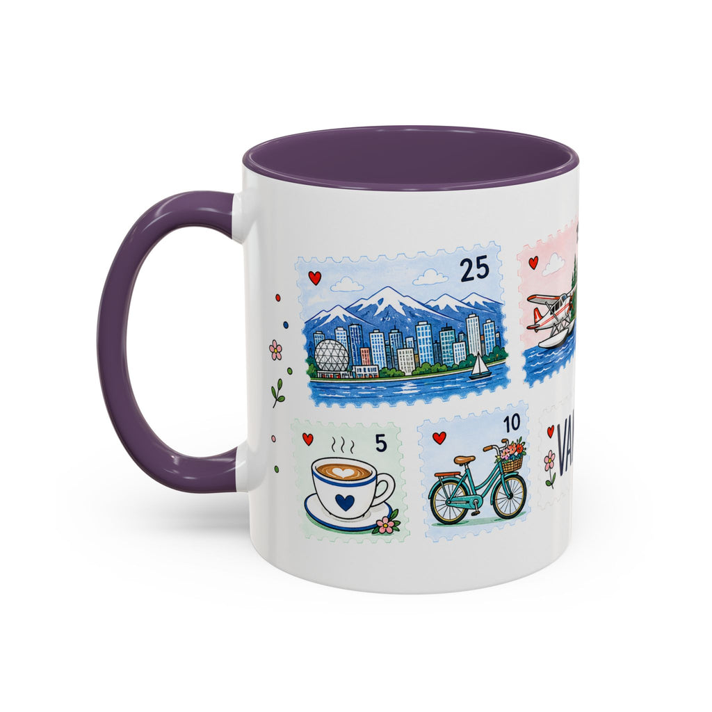 Vancouver Coffee Mug | Postage Stamp Collage Mug | Travel Souvenir Accent Cup 11oz 15oz