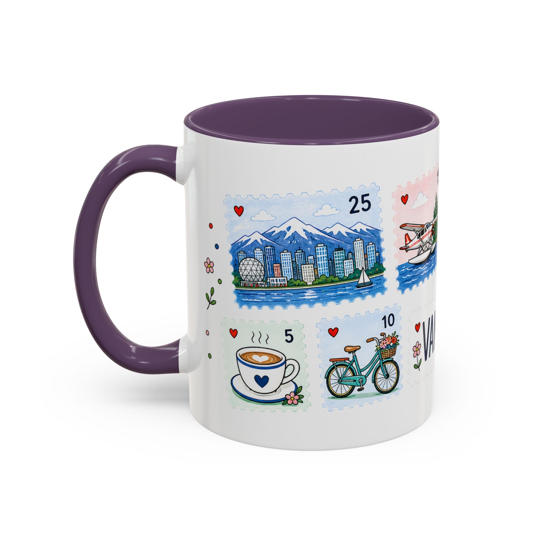 Vancouver Coffee Mug | Postage Stamp Collage Mug | Travel Souvenir Accent Cup 11oz 15oz