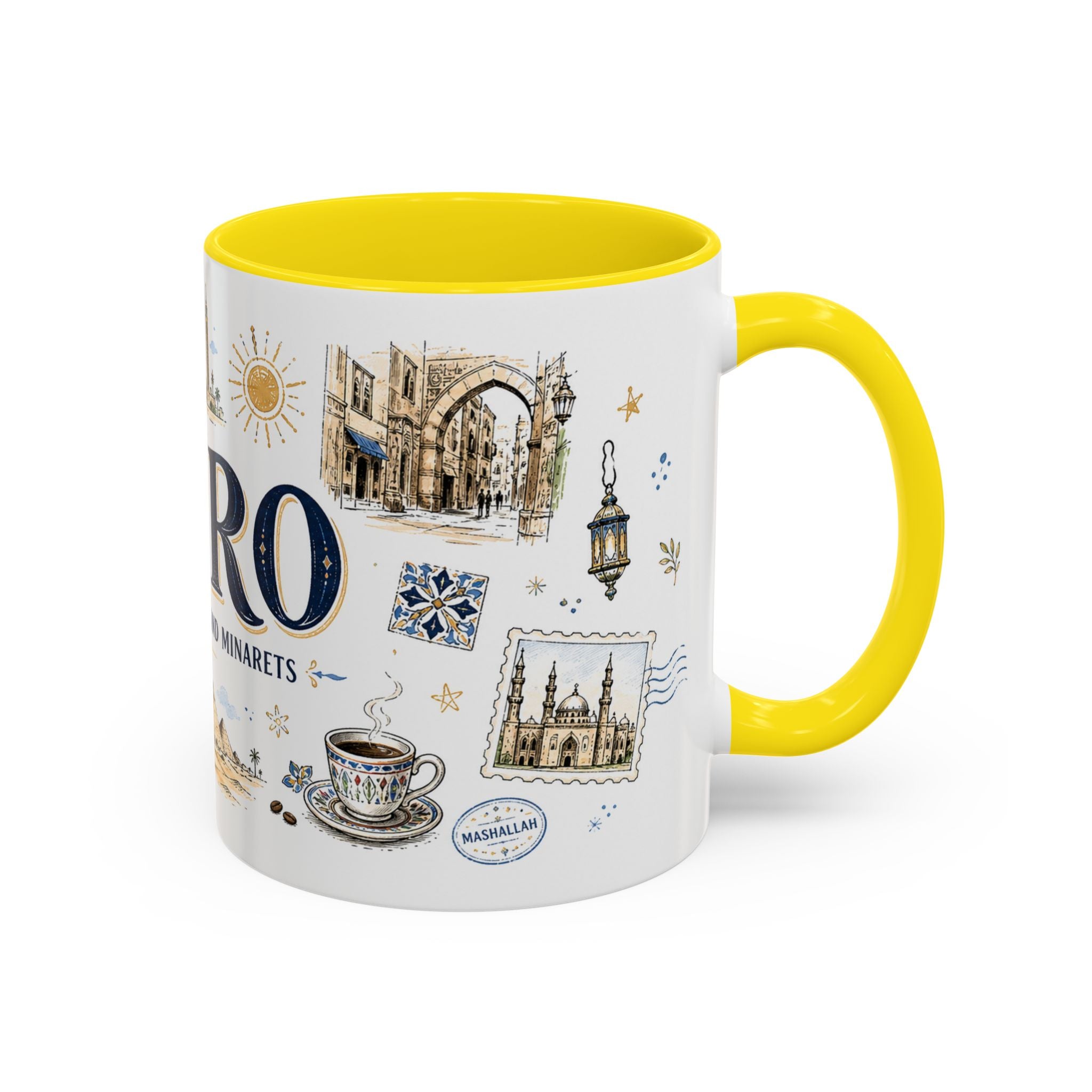 Cairo Coffee Mug | Egypt Souvenir Travel Gift | Accent Color Ceramic 11oz 15oz