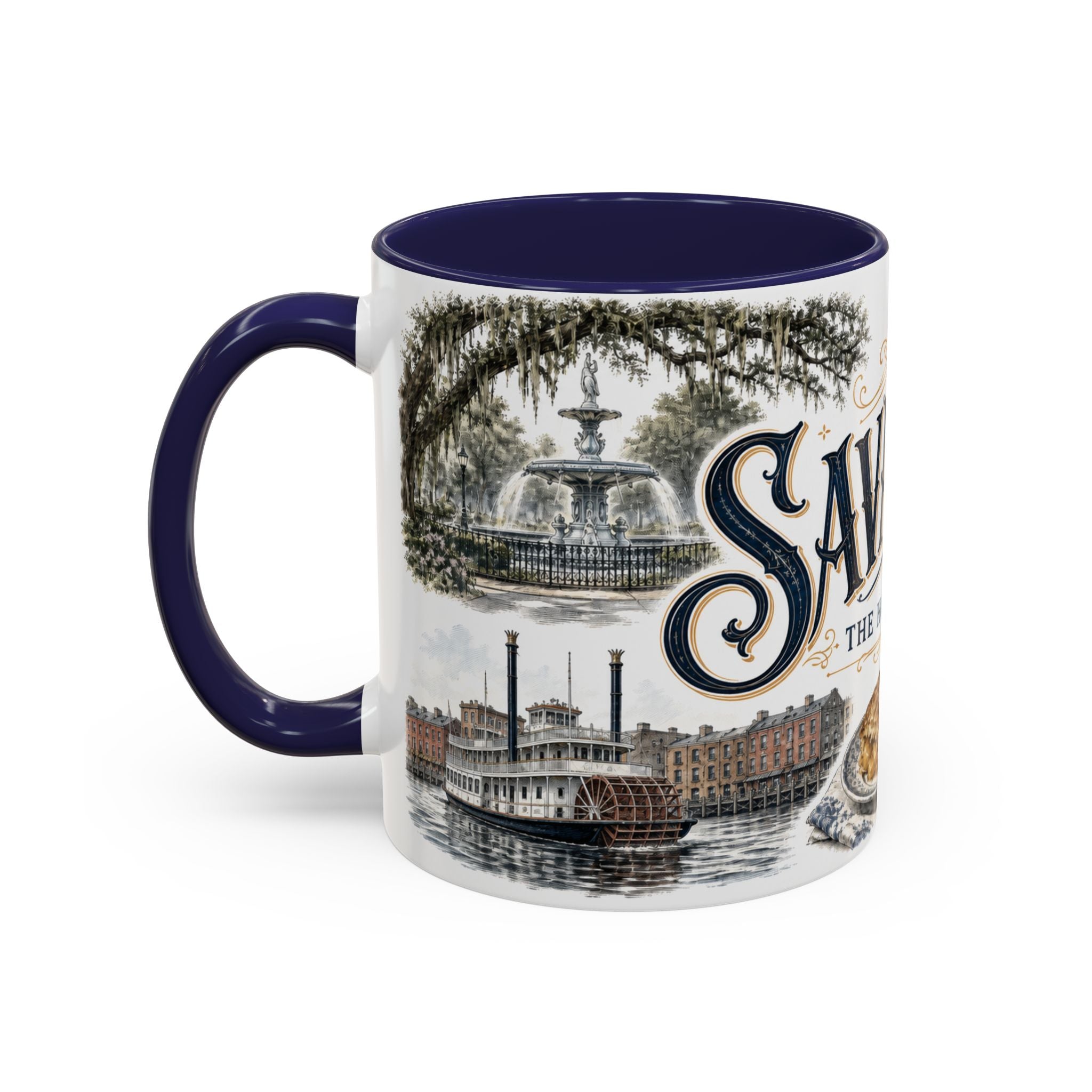 Savannah Coffee Mug | United States Travel Souvenir | Vintage Illustrated City Gift | 11 oz 15 oz Accent Mug