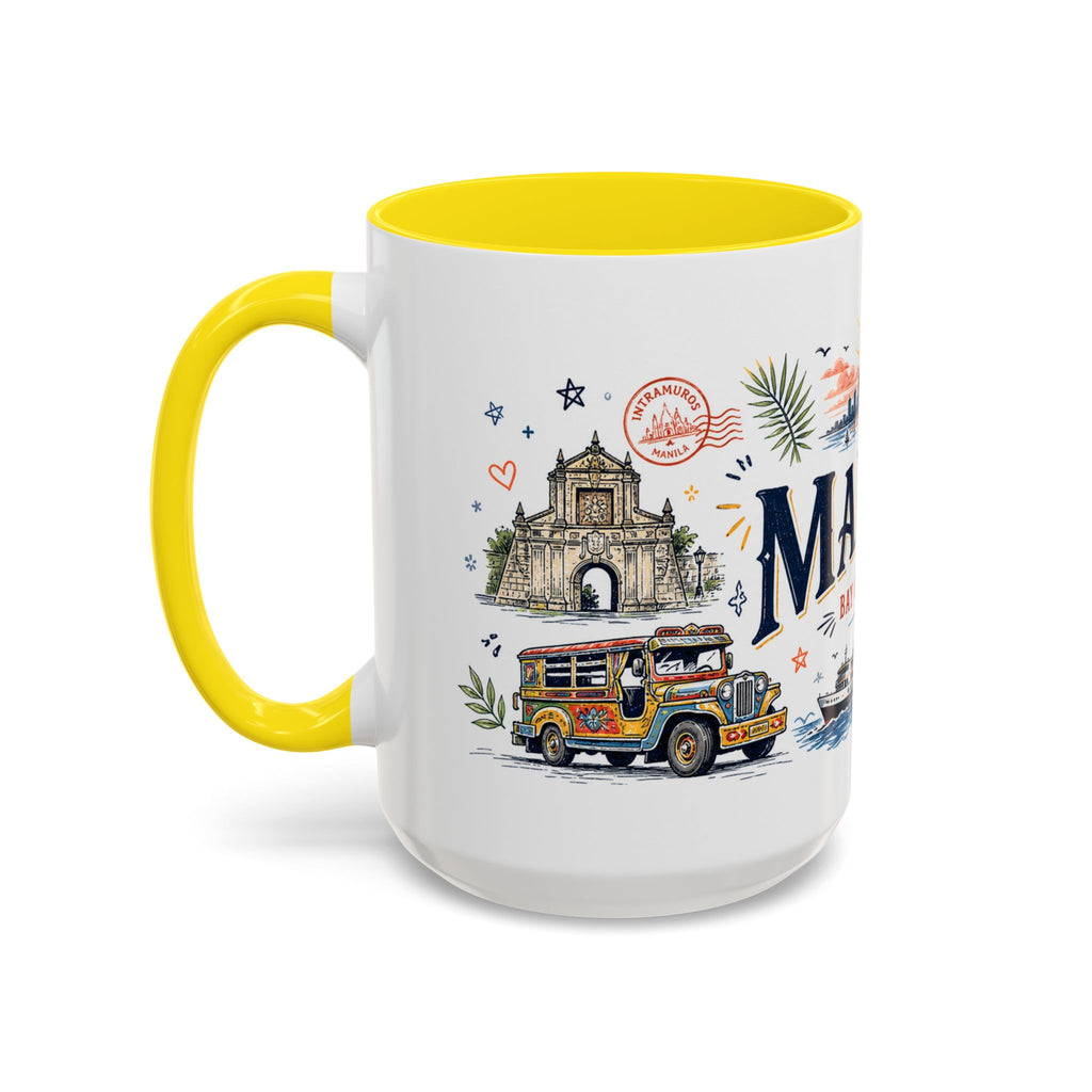 Manila Coffee Mug | Philippines Souvenir Travel Gift | Accent Color Ceramic 11oz 15oz