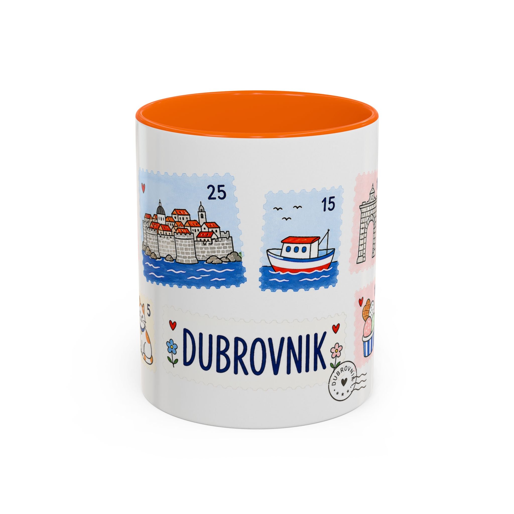 Dubrovnik Coffee Mug | Postage Stamp Collage Mug | Travel Souvenir Accent Cup 11oz 15oz