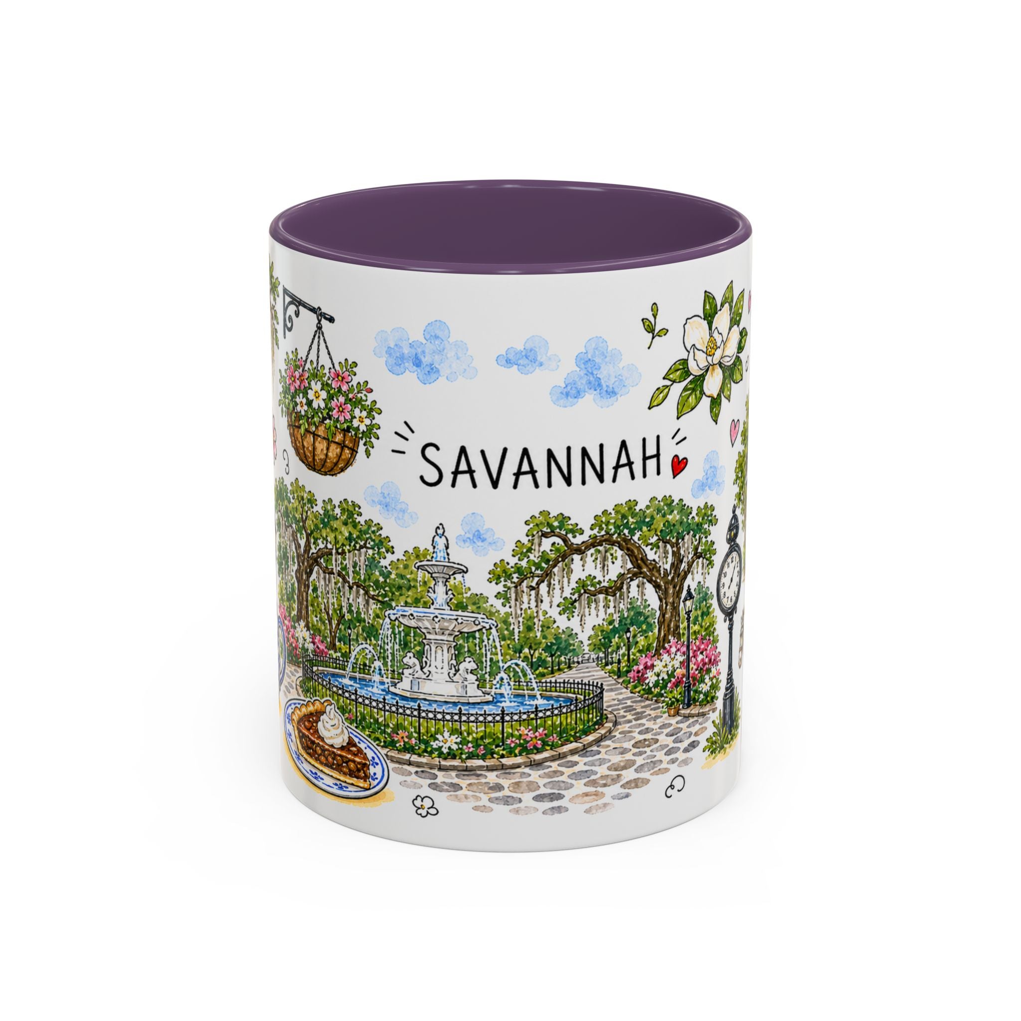 Savannah Illustrated Travel Mug | City Souvenir Accent Coffee Mug | 11oz 15oz Ceramic Cup