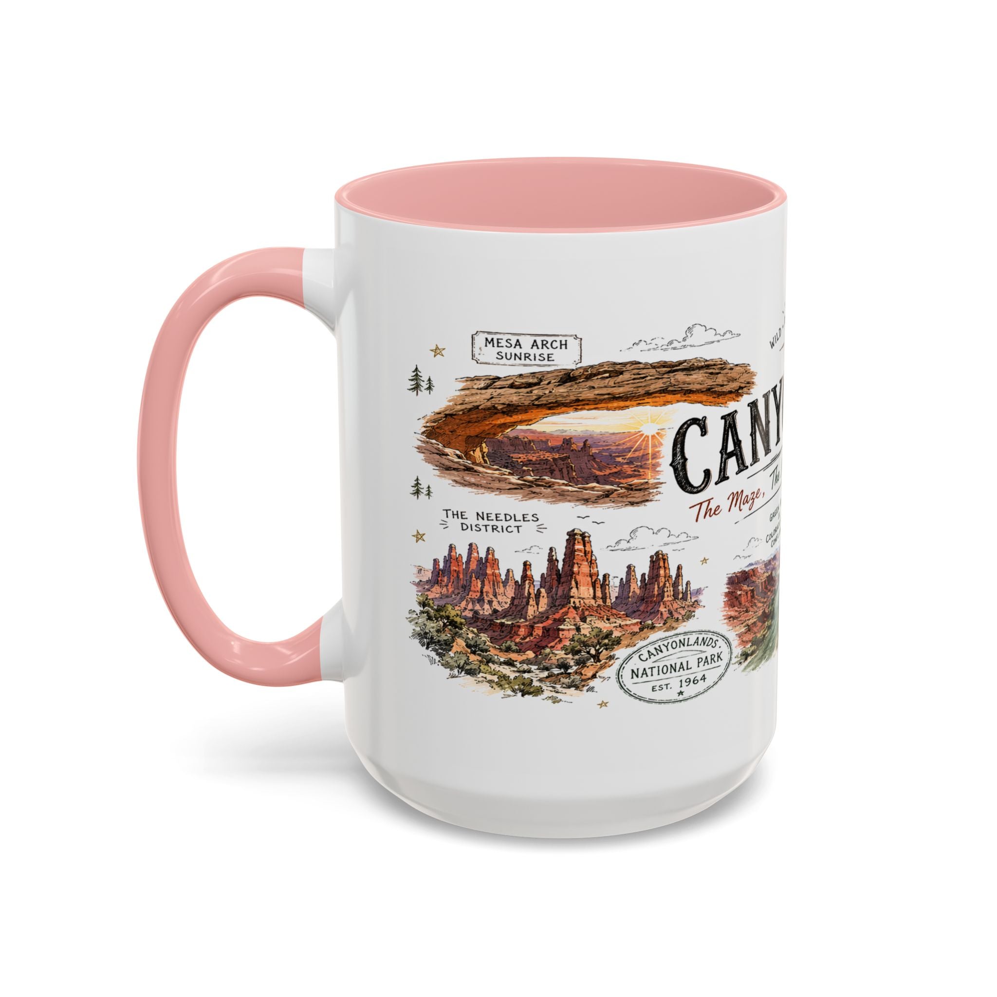 Canyonlands National Park Coffee Mug | Utah Red Rock Desert River Gift | Accent Color Ceramic 11oz 15oz