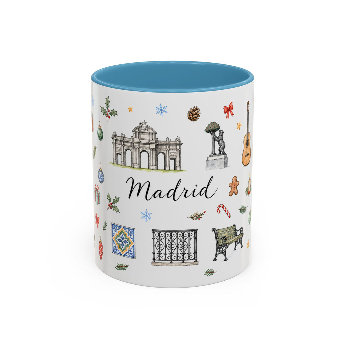 Madrid Christmas Mug | Watercolor City Souvenir, Travel Memories, Ceramic Coffee Cup