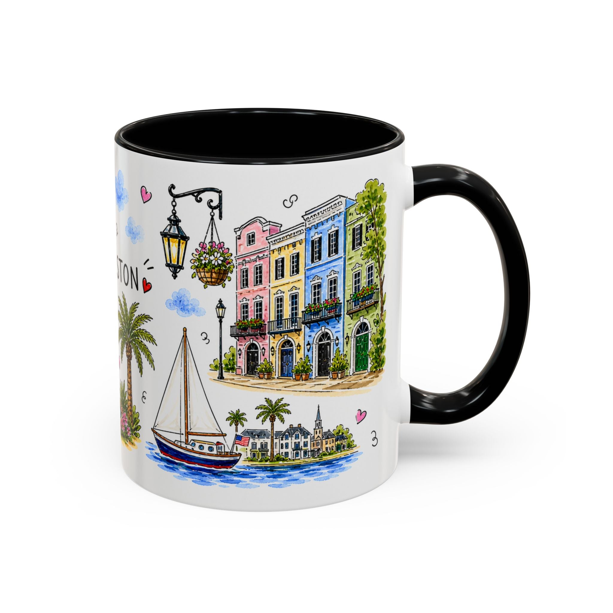 Charleston Illustrated Travel Mug | City Souvenir Accent Coffee Mug | 11oz 15oz Ceramic Cup