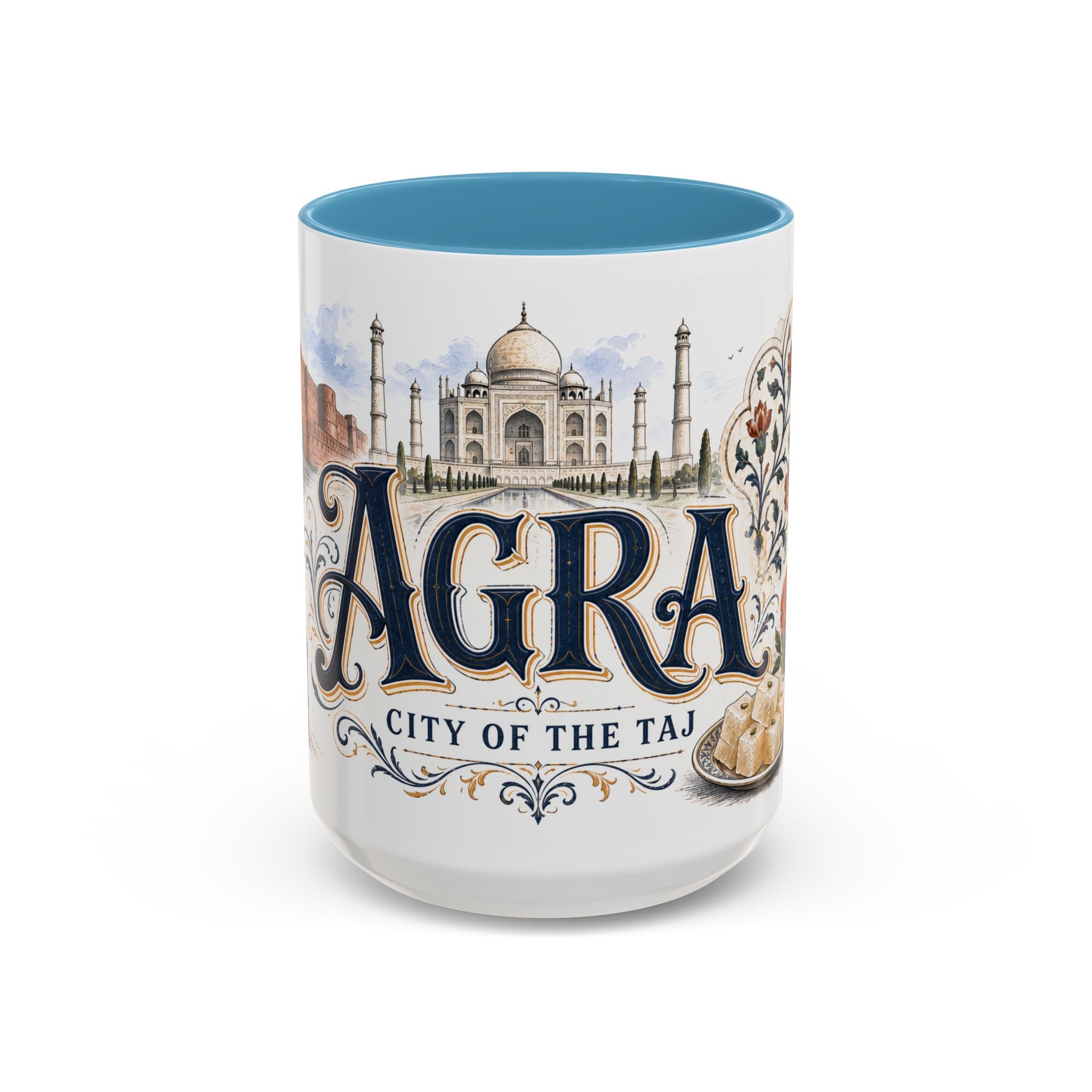 Agra Coffee Mug | India Travel Souvenir | Vintage Illustrated City Gift | 11 oz 15 oz Accent Mug