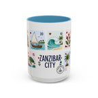 Zanzibar City Coffee Mug | Postage Stamp Collage Mug | Travel Souvenir Accent Cup 11oz 15oz