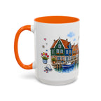 Volendam Illustrated Travel Mug | Netherlands Souvenir Accent Coffee Mug | 11oz 15oz Ceramic Cup