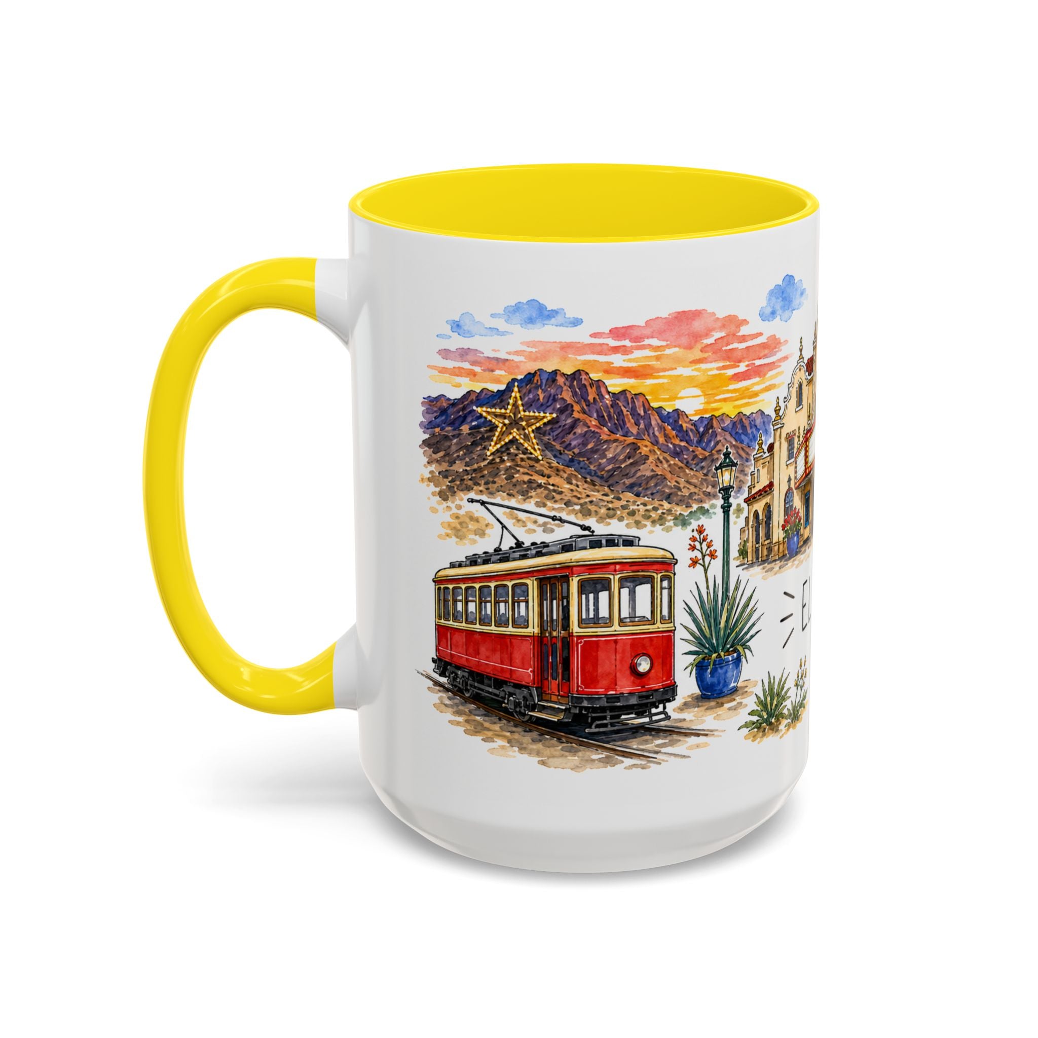 El Paso Illustrated Travel Mug | City Souvenir Accent Coffee Mug | 11oz 15oz Ceramic Cup