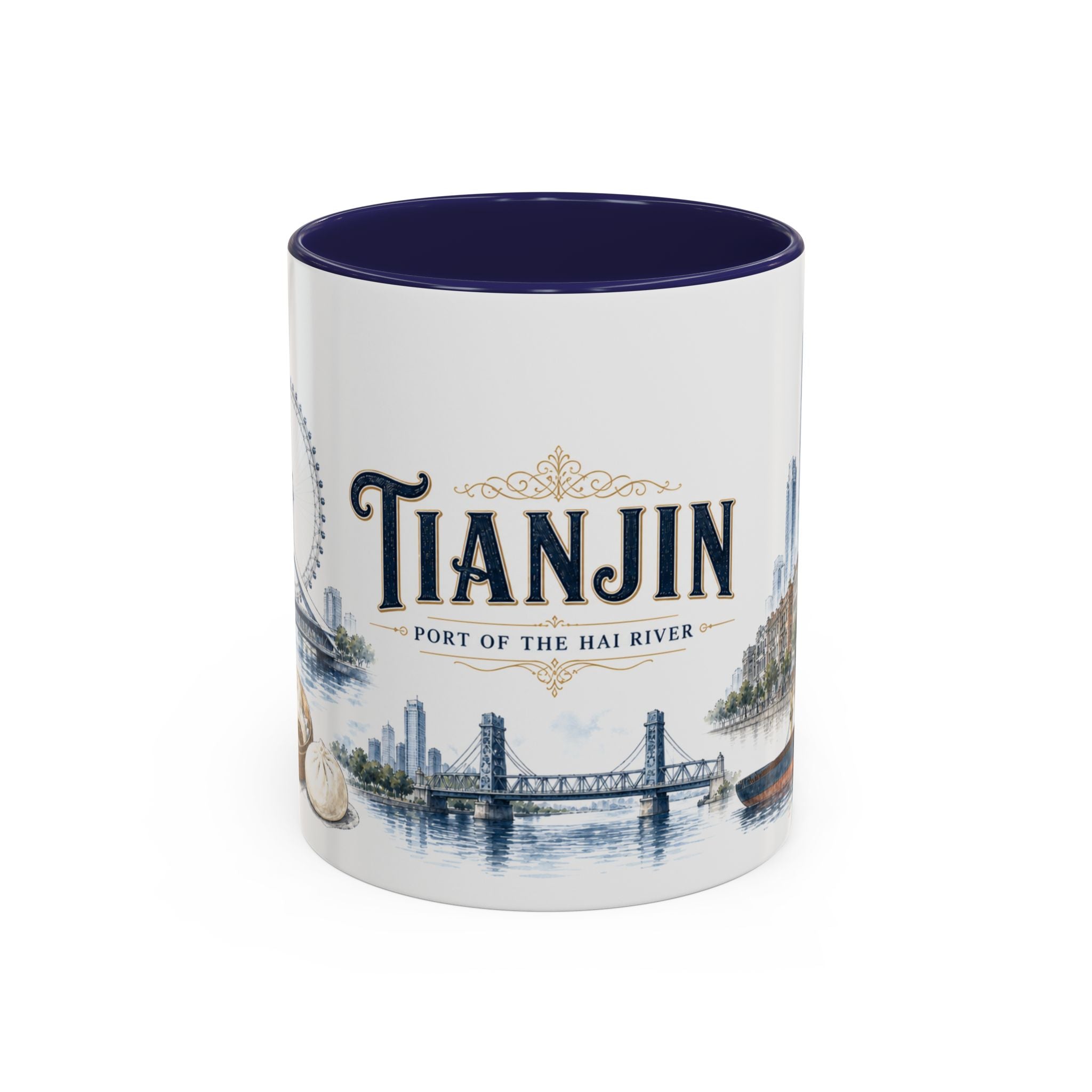Tianjin Coffee Mug | China Travel Souvenir | Vintage Illustrated City Gift | 11 oz 15 oz Accent Mug