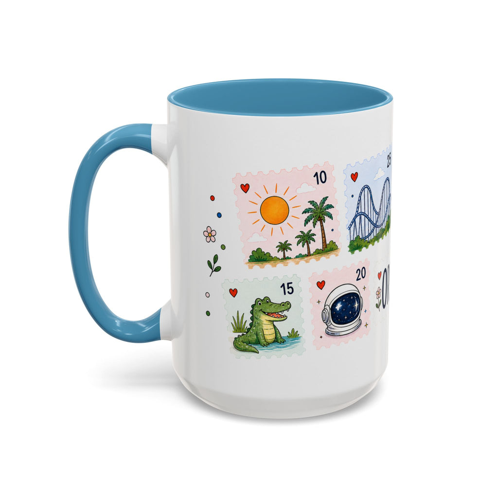 Orlando Coffee Mug | Postage Stamp Collage Mug | Travel Souvenir Accent Cup 11oz 15oz