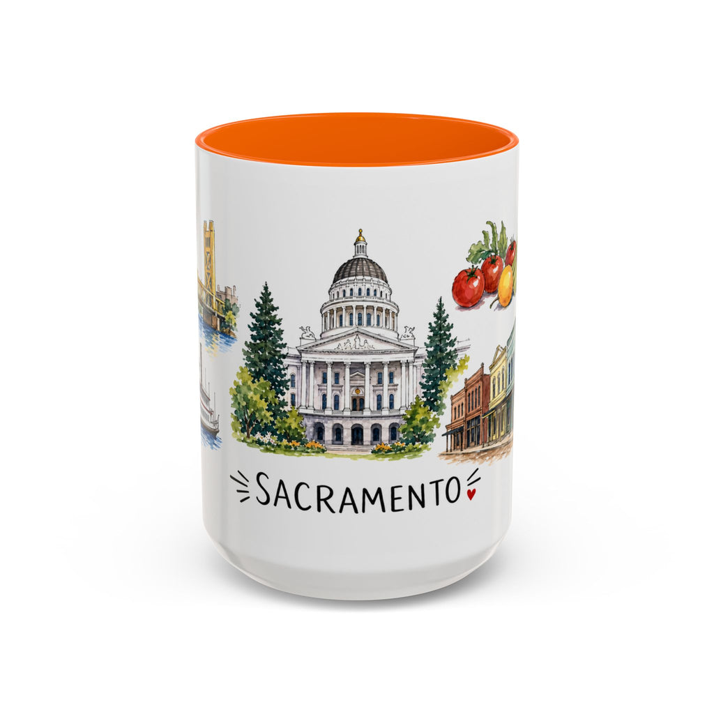 Sacramento Illustrated Travel Mug | City Souvenir Accent Coffee Mug | 11oz 15oz Ceramic Cup