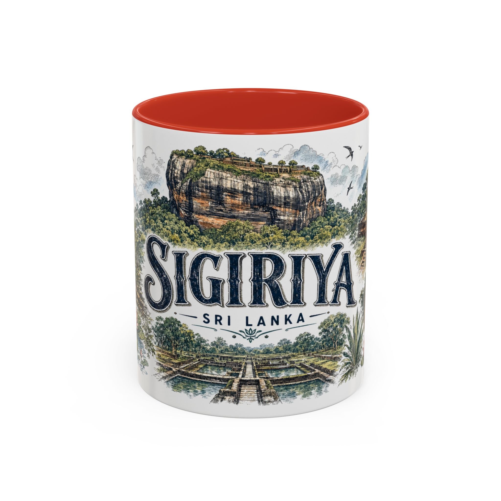 Sigiriya Mug, Sri Lanka Travel Souvenir, Bucket List Gift, Accent Ceramic Coffee Mug 11oz 15oz