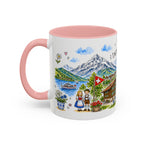 Interlaken Illustrated Travel Mug | Switzerland Souvenir Accent Coffee Mug | 11oz 15oz Ceramic Cup