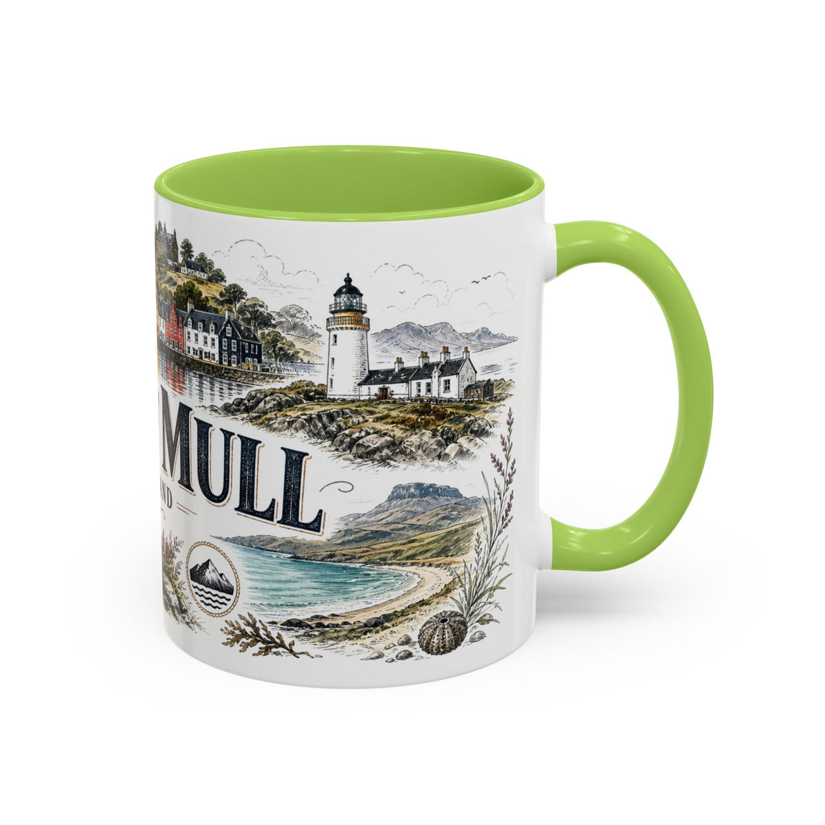 Isle of Mull Mug, Scotland Travel Souvenir, Bucket List Gift, Accent Ceramic Coffee Mug 11oz 15oz