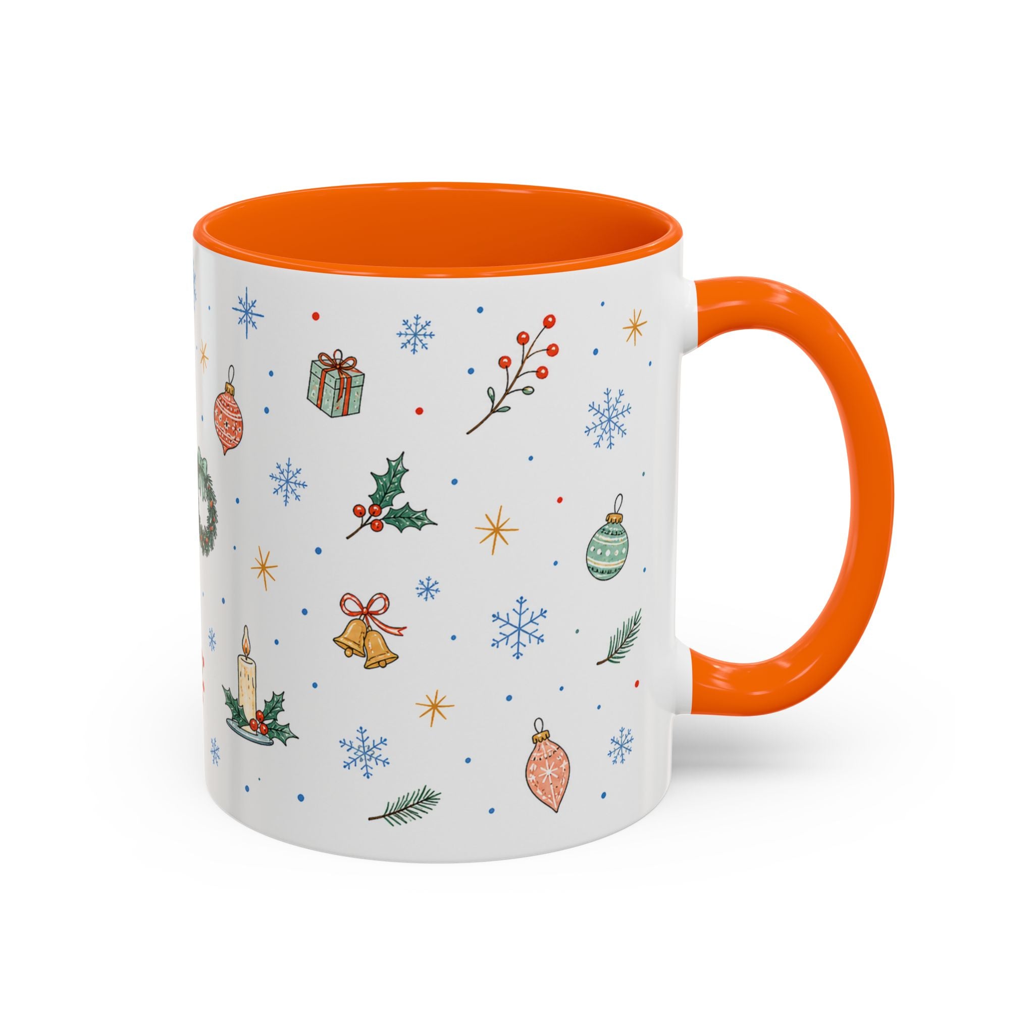 Christmas Ornament Mug | Snowflake Watercolor Holiday Gift | Accent Cup 11oz 15oz