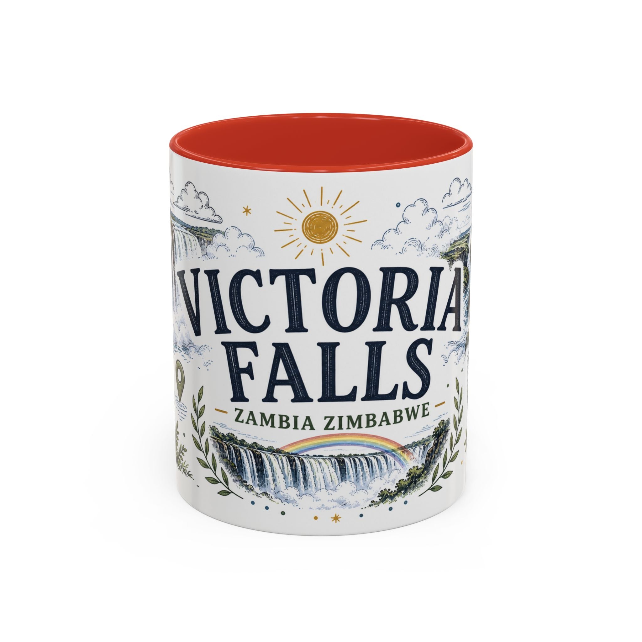 Victoria Falls Coffee Mug | Travel Destination Souvenir Gift | Accent Color Ceramic 11oz 15oz