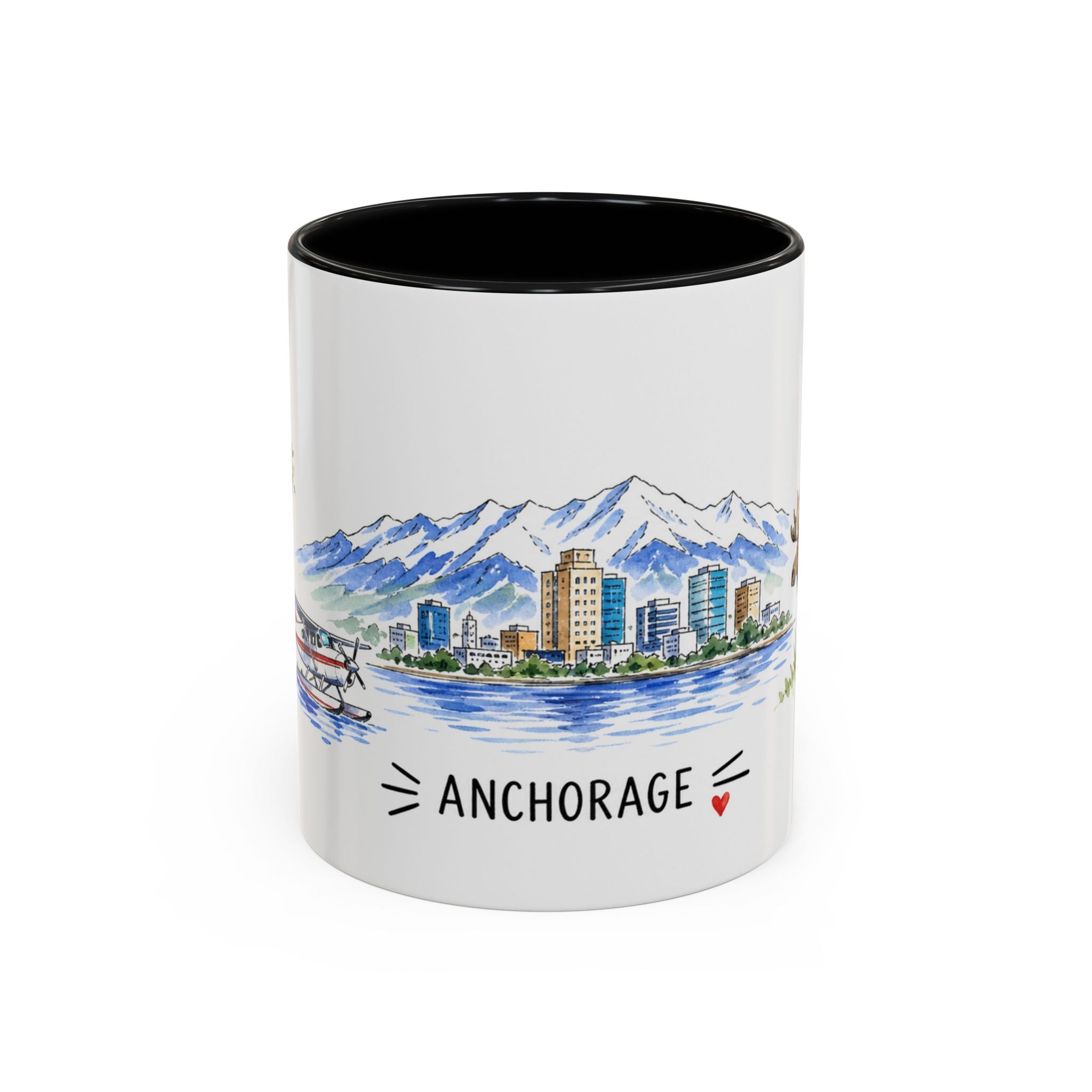 Anchorage Illustrated Travel Mug | City Souvenir Accent Coffee Mug | 11oz 15oz Ceramic Cup