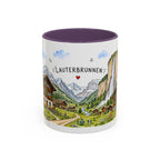 Lauterbrunnen Illustrated Travel Mug | Switzerland Souvenir Accent Coffee Mug | 11oz 15oz Ceramic Cup