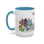 Amsterdam Coffee Mug | Netherlands Travel Souvenir | Porcelain Decal City Gift | 11oz 15oz Accent Mug