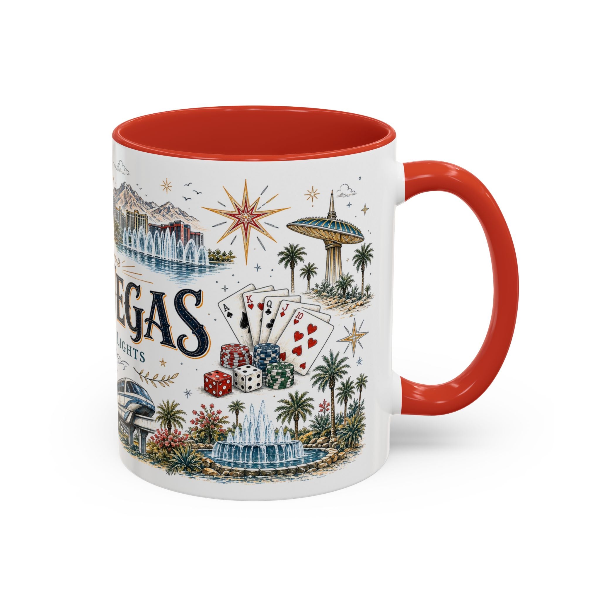 Las Vegas Coffee Mug | United States Travel Souvenir | Vintage Illustrated City Gift | 11 oz 15 oz Accent Mug