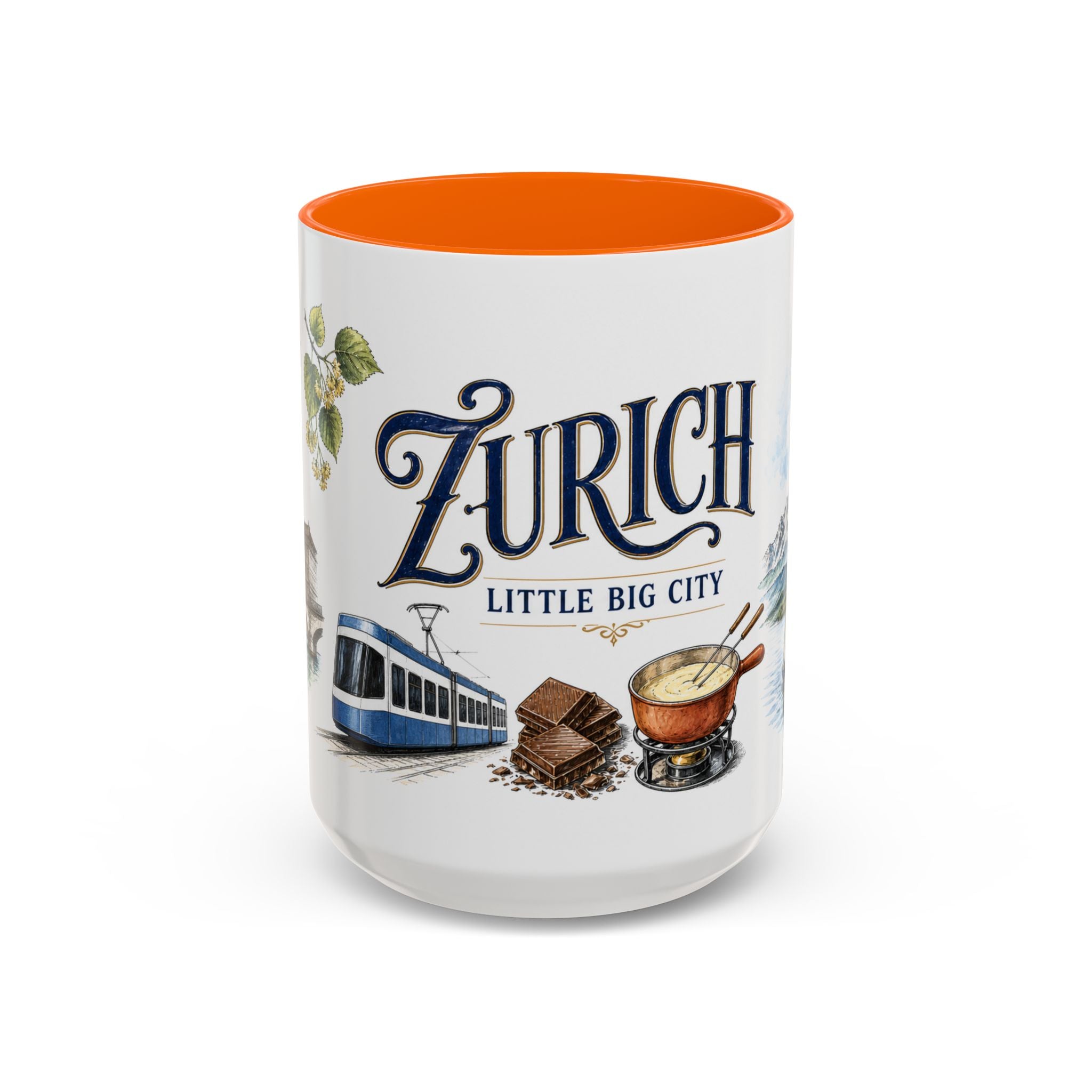 Zurich Coffee Mug | Switzerland Travel Souvenir | Vintage Illustrated City Gift | 11 oz 15 oz Accent Mug