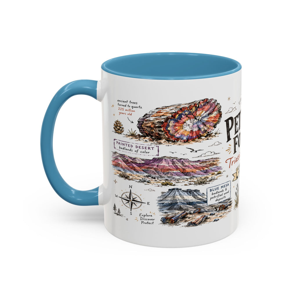 Petrified Forest National Park Coffee Mug | Arizona Painted Desert Fossil Gift | Accent Color Ceramic 11oz 15oz