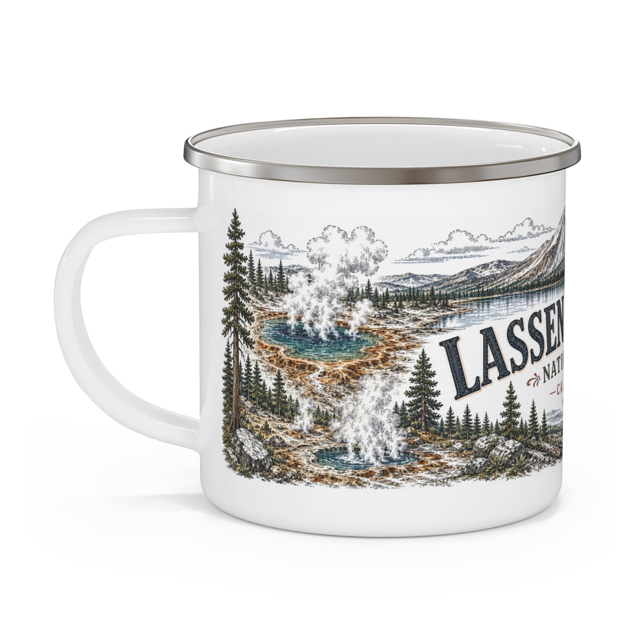 Lassen Volcanic National Park Vintage Enamel Camping Mug | 12oz National Park Hiking Gift