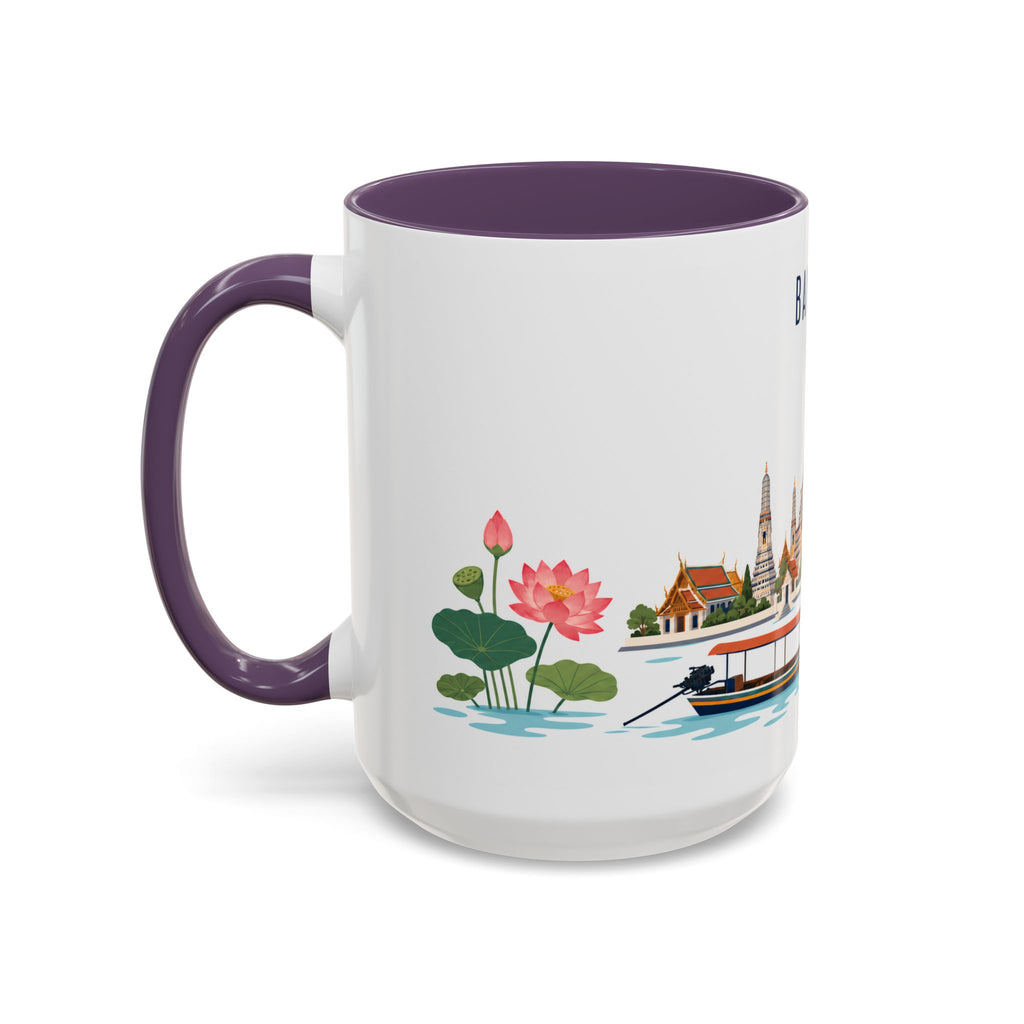 Bangkok Coffee Mug | Thailand Travel Souvenir | Porcelain Decal City Gift | 11oz 15oz Accent Mug