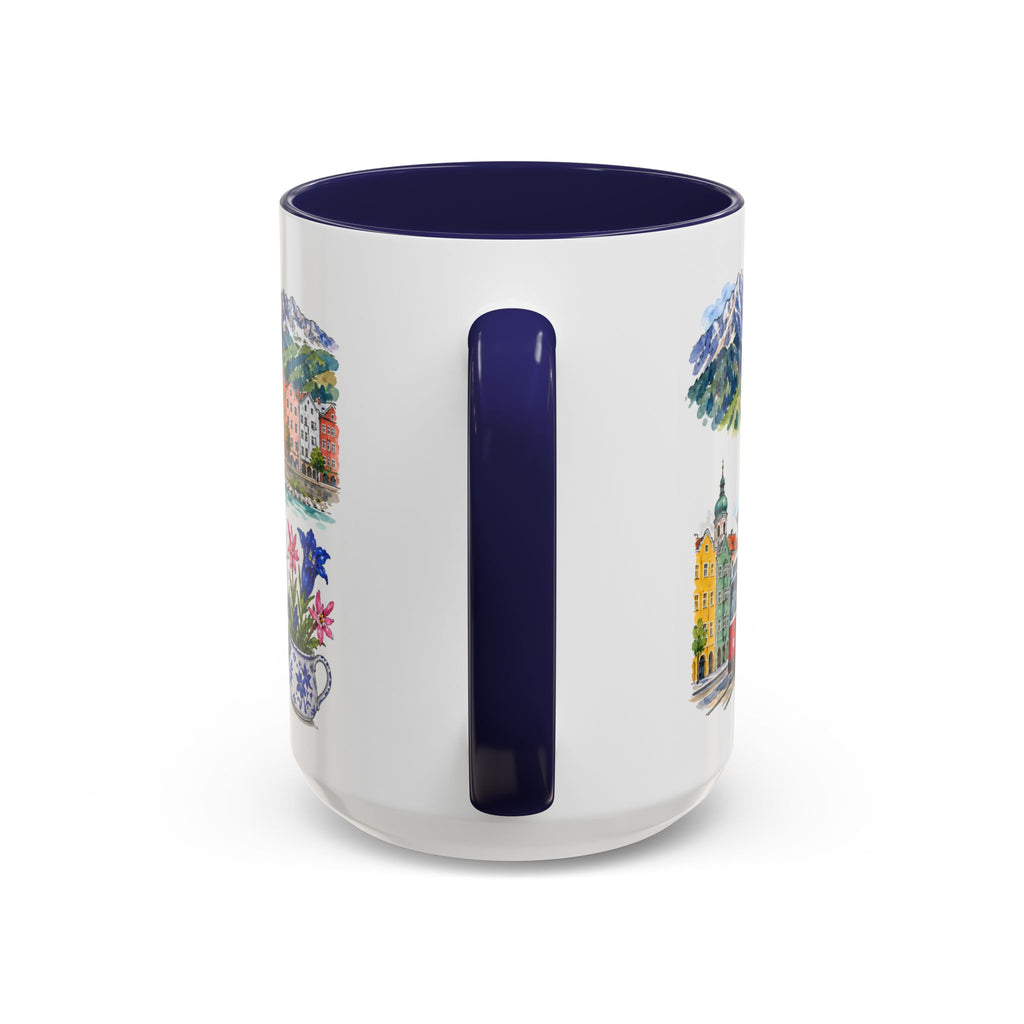 Innsbruck Illustrated Travel Mug | City Souvenir Accent Coffee Mug | 11oz 15oz Ceramic Cup