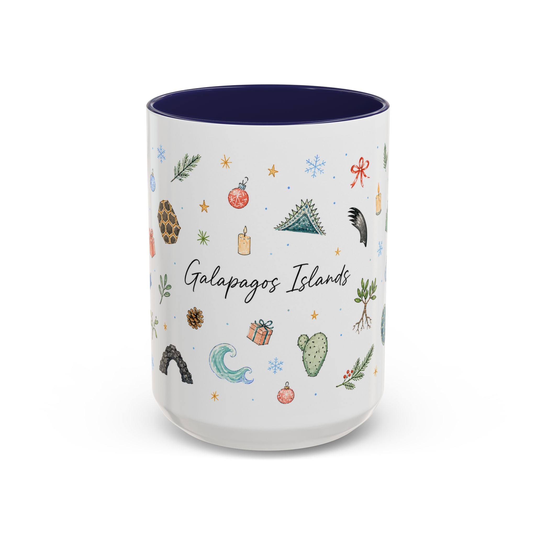 Galapagos Islands Christmas Mug | Watercolor Travel Souvenir | Holiday Gift | Accent Ceramic Coffee Cup 11oz 15oz