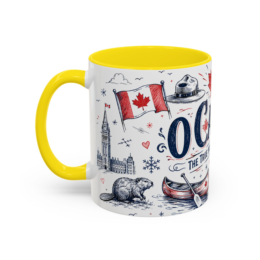 O Canada True North Coffee Mug | Canadian Pride Gift | Accent Color Ceramic 11oz 15oz