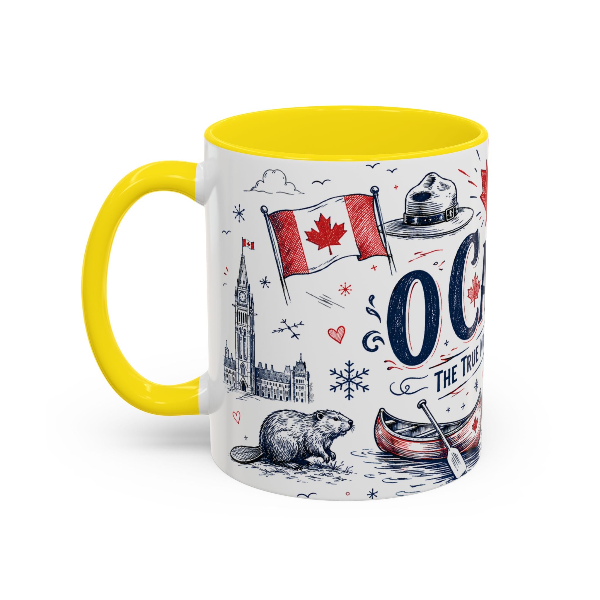 O Canada True North Coffee Mug | Canadian Pride Gift | Accent Color Ceramic 11oz 15oz