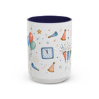 New Year Party Mug | Balloon Popper Watercolor Celebration Gift | Accent Cup 11oz 15oz