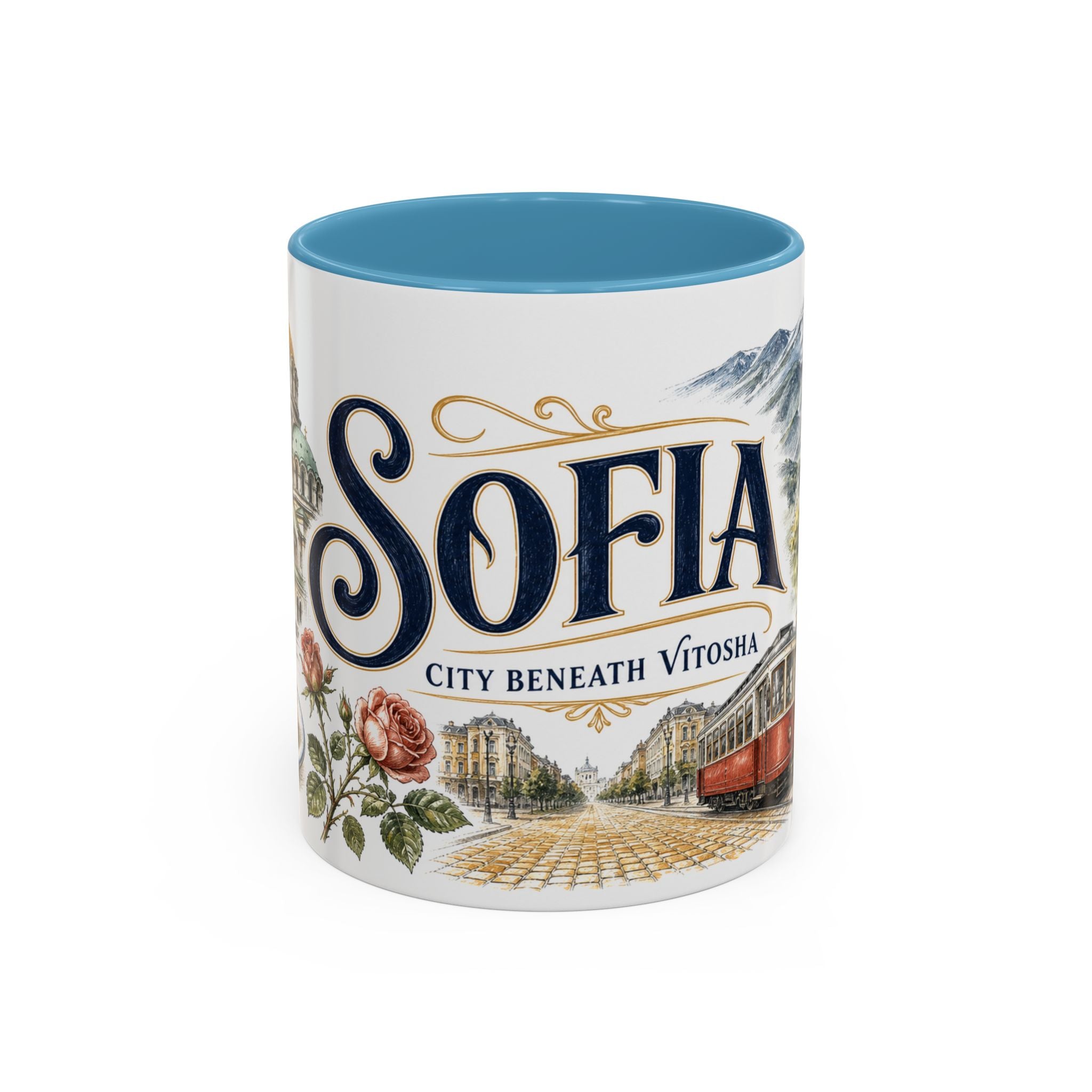 Sofia Coffee Mug | Bulgaria Travel Souvenir | Vintage Illustrated City Gift | 11 oz 15 oz Accent Mug