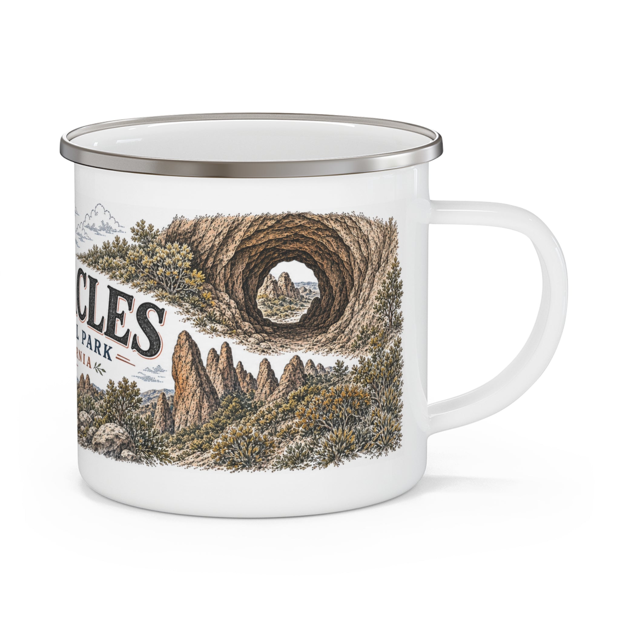 Pinnacles National Park Vintage Enamel Camping Mug | 12oz National Park Hiking Gift