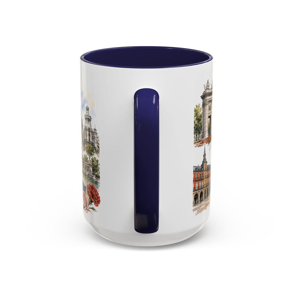 Madrid Coffee Mug | Spain Travel Souvenir | Vintage Illustrated City Gift | 11 oz 15 oz Accent Mug