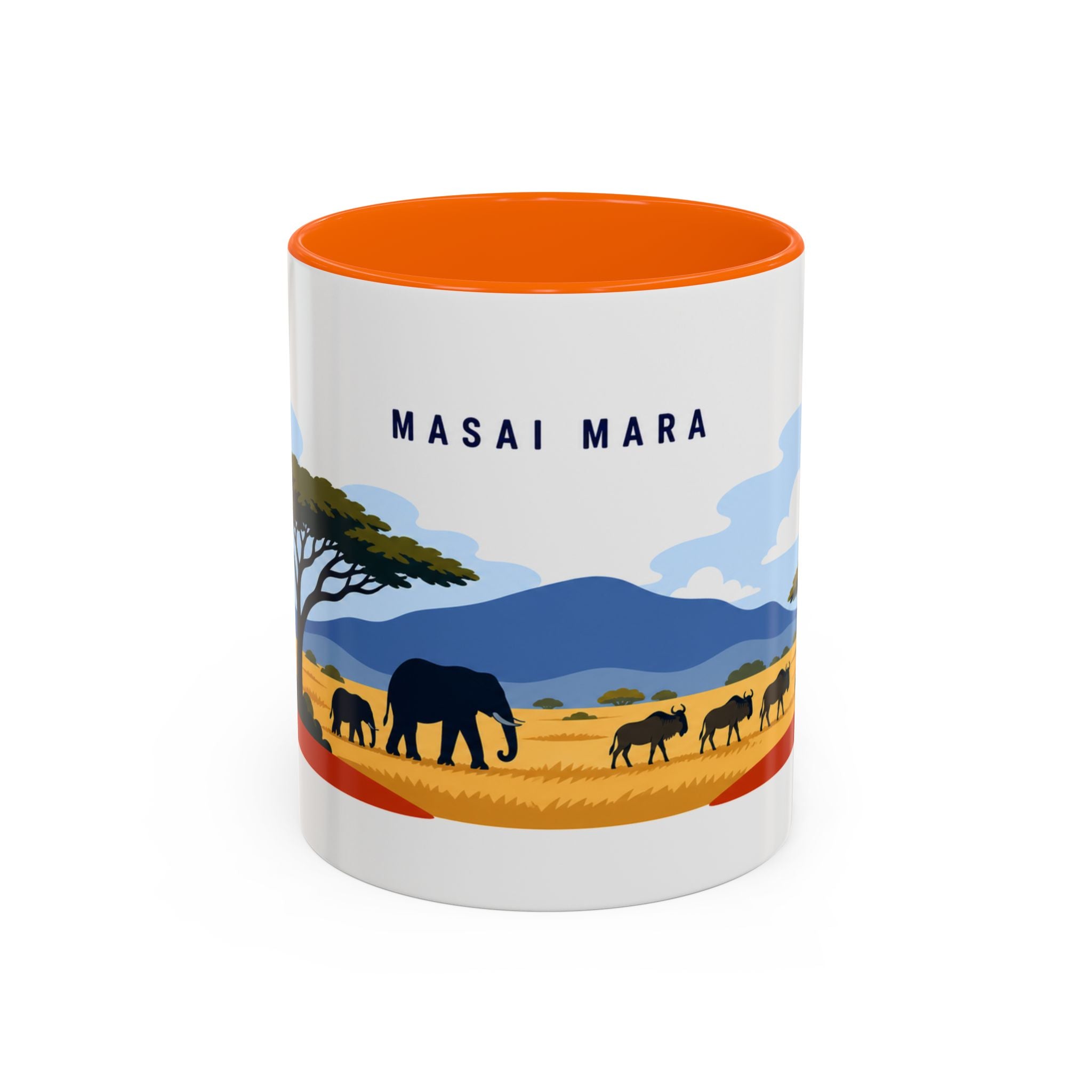 Masai Mara Coffee Mug | Travel Destination Souvenir Gift | Accent Color Ceramic 11oz 15oz