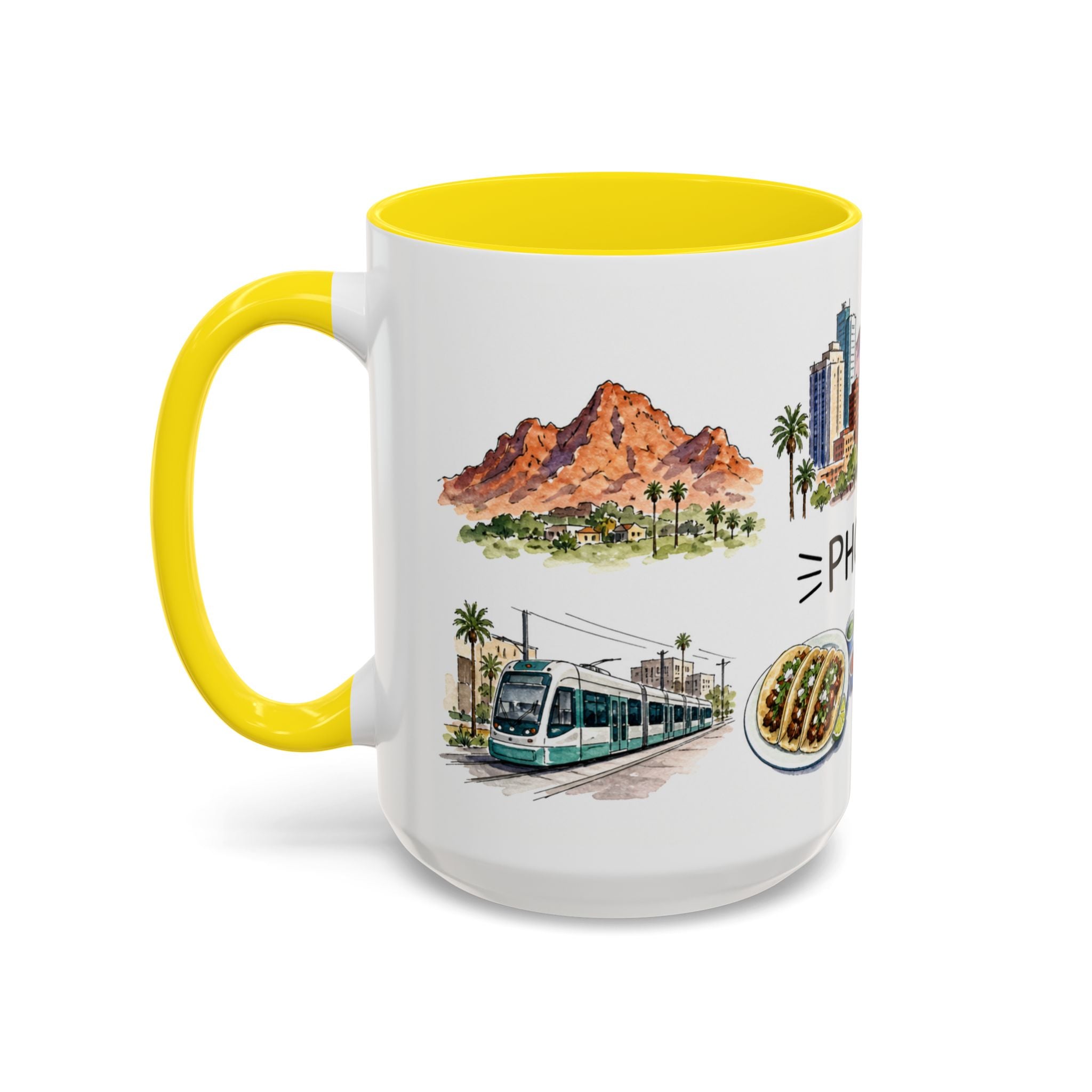 Phoenix Illustrated Travel Mug | City Souvenir Accent Coffee Mug | 11oz 15oz Ceramic Cup