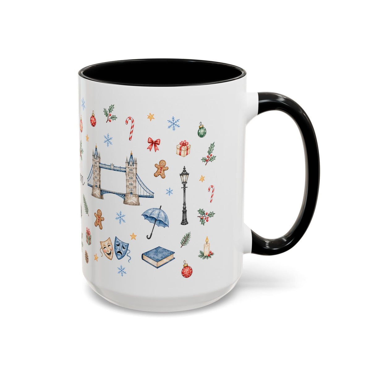 London Christmas Mug | Watercolor City Souvenir, Travel Memories, Ceramic Coffee Cup