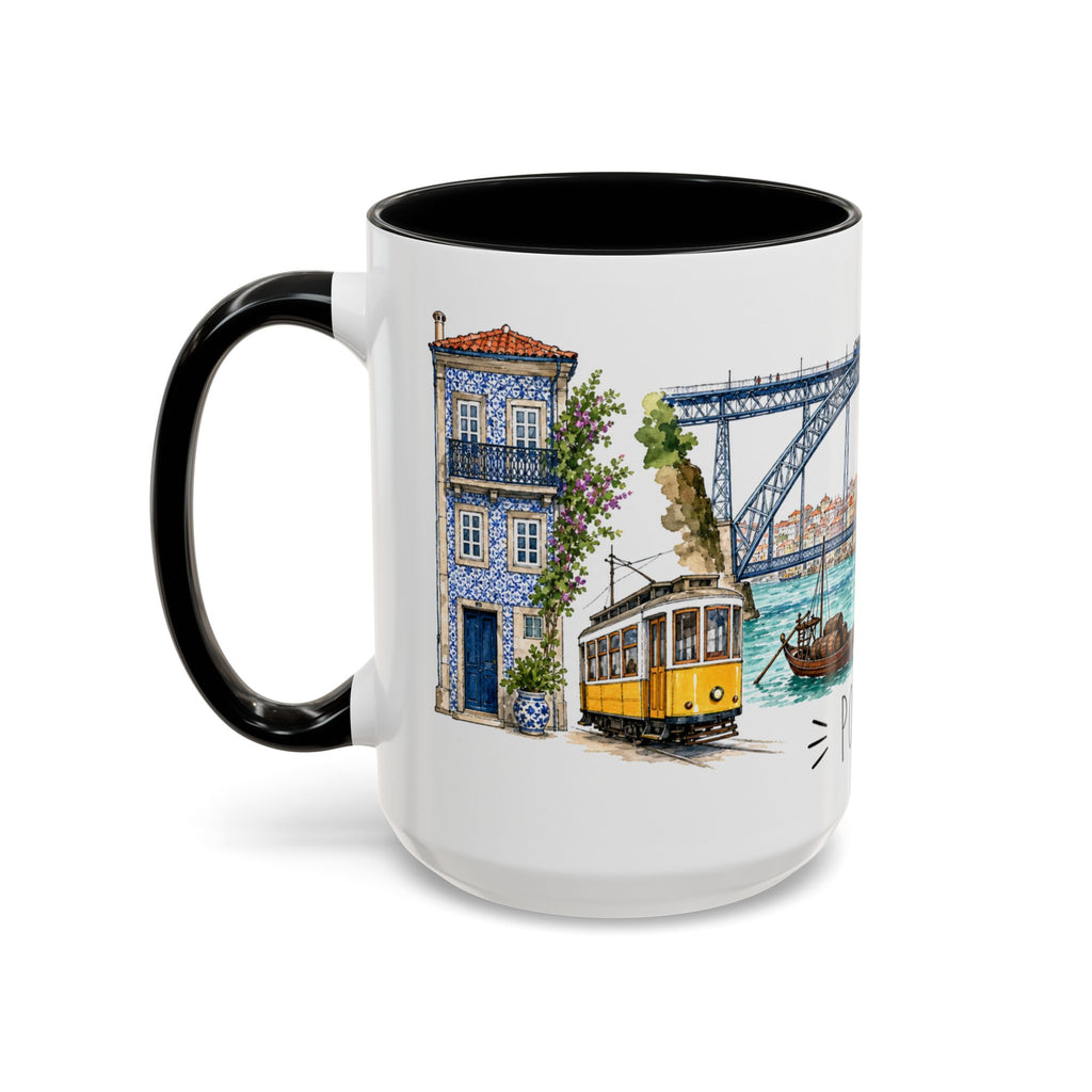 Porto Illustrated Travel Mug | City Souvenir Accent Coffee Mug | 11oz 15oz Ceramic Cup