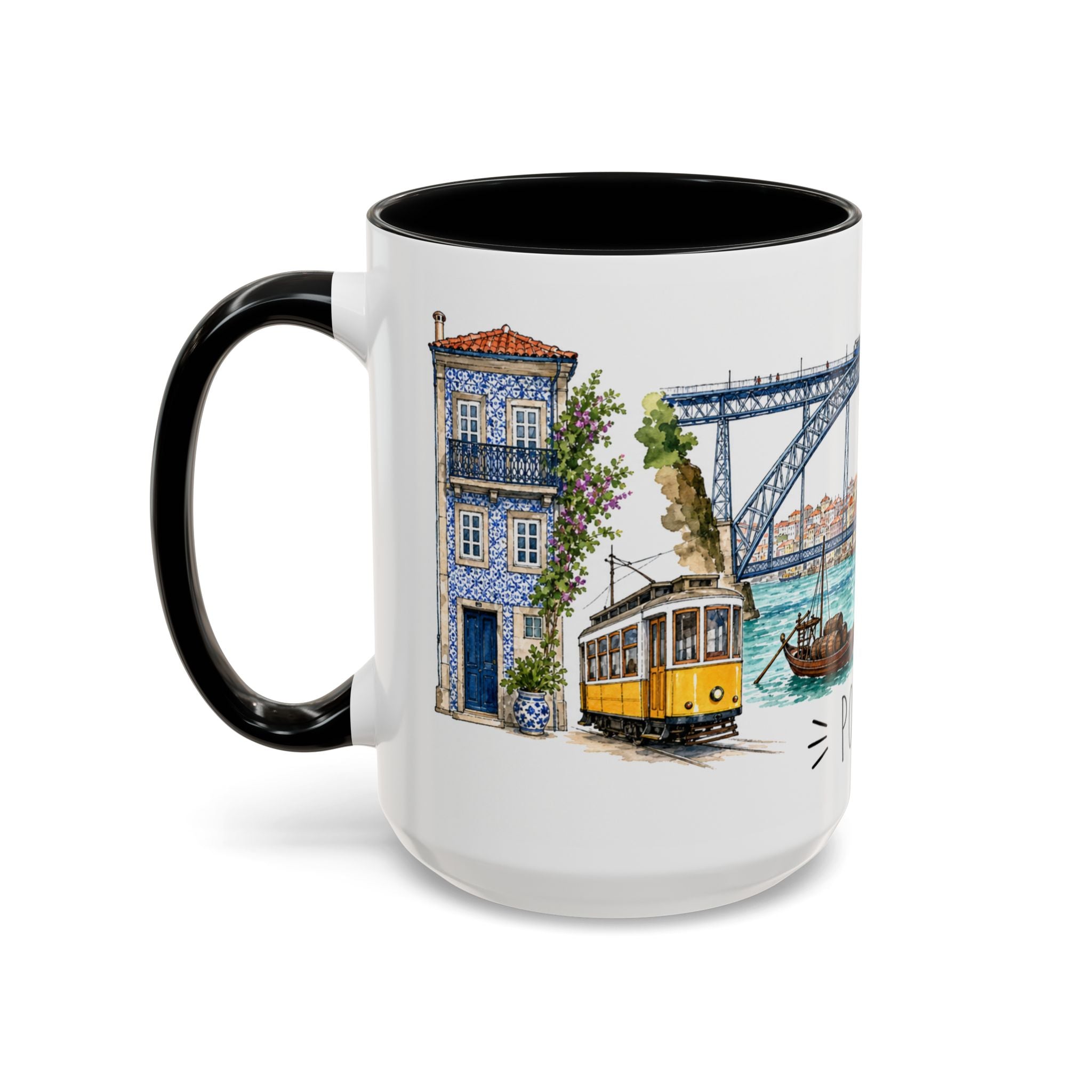 Porto Illustrated Travel Mug | City Souvenir Accent Coffee Mug | 11oz 15oz Ceramic Cup