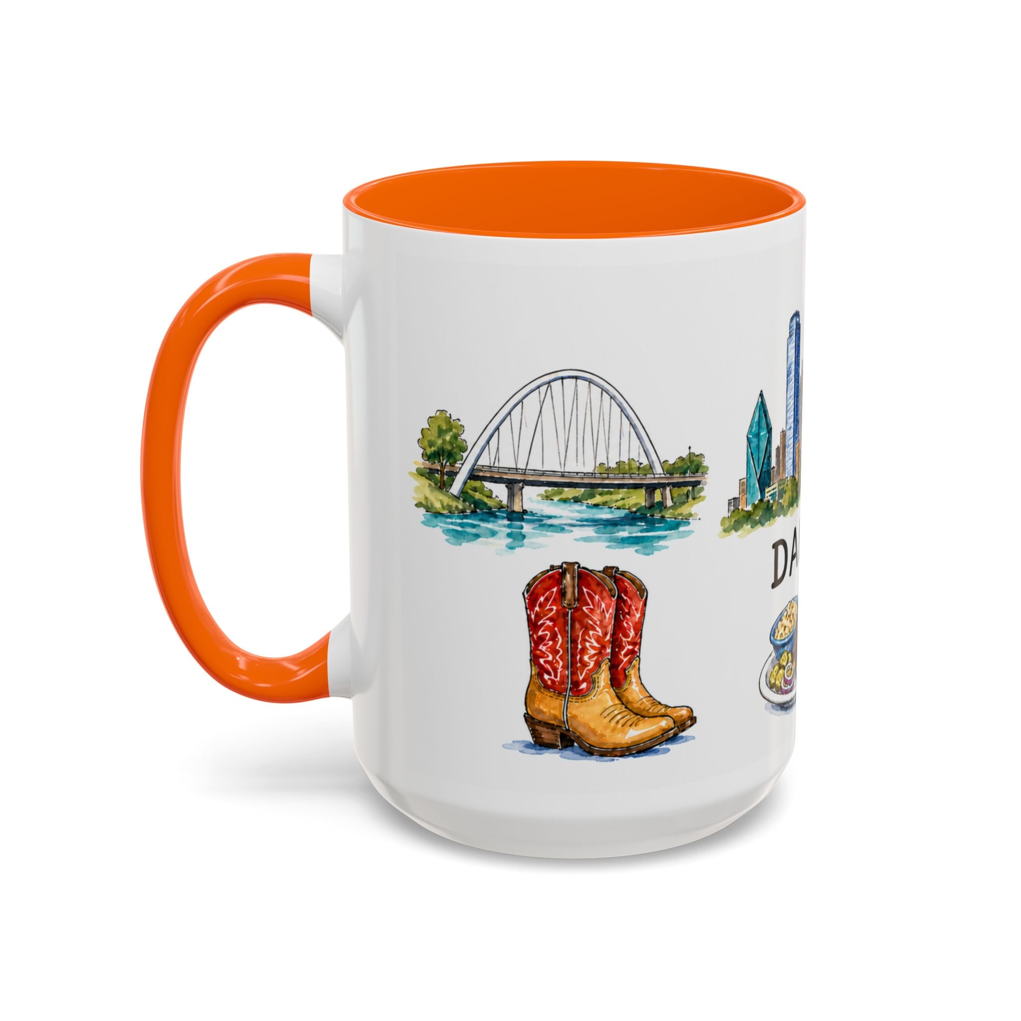 Dallas Illustrated Travel Mug | City Souvenir Accent Coffee Mug | 11oz 15oz Ceramic Cup