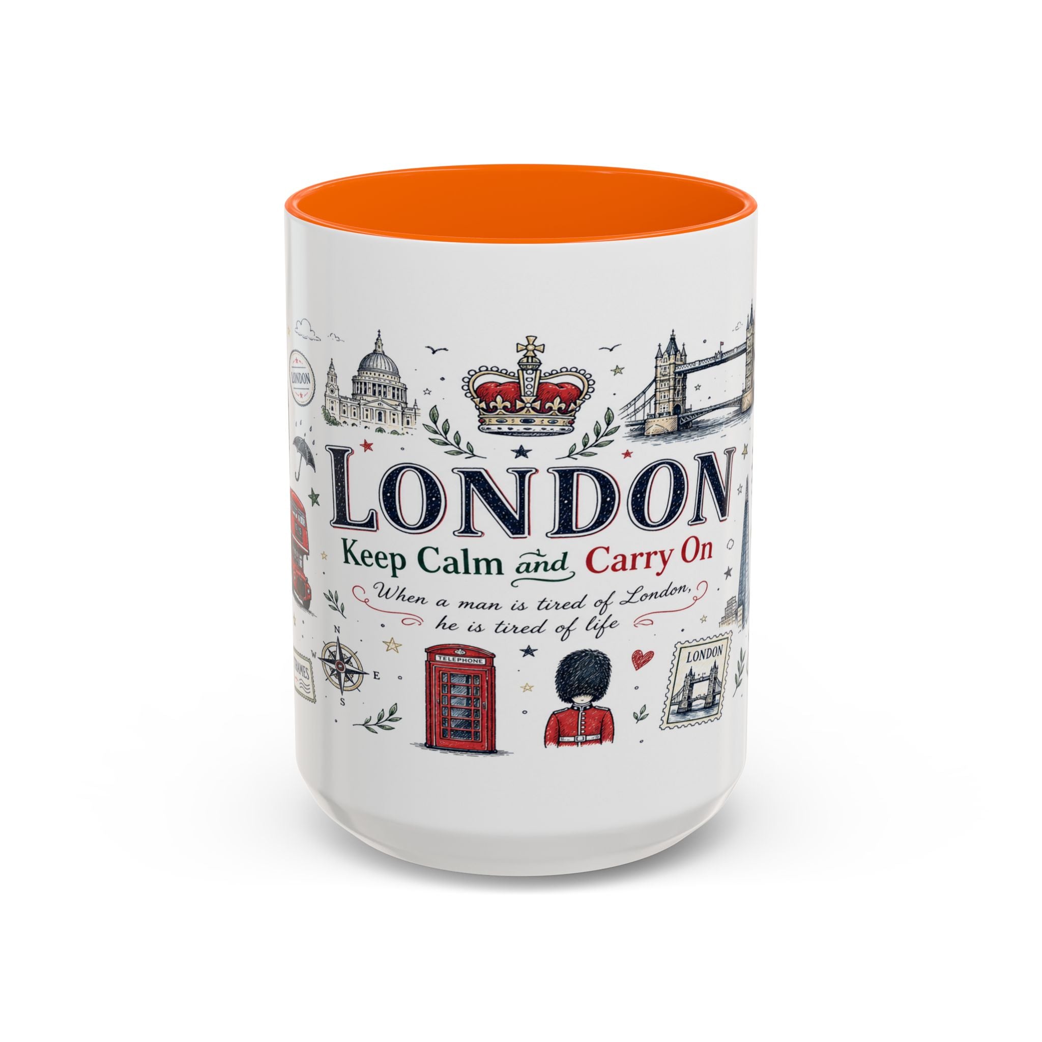 London Coffee Mug | England Souvenir Travel Gift | Accent Color Ceramic 11oz 15oz