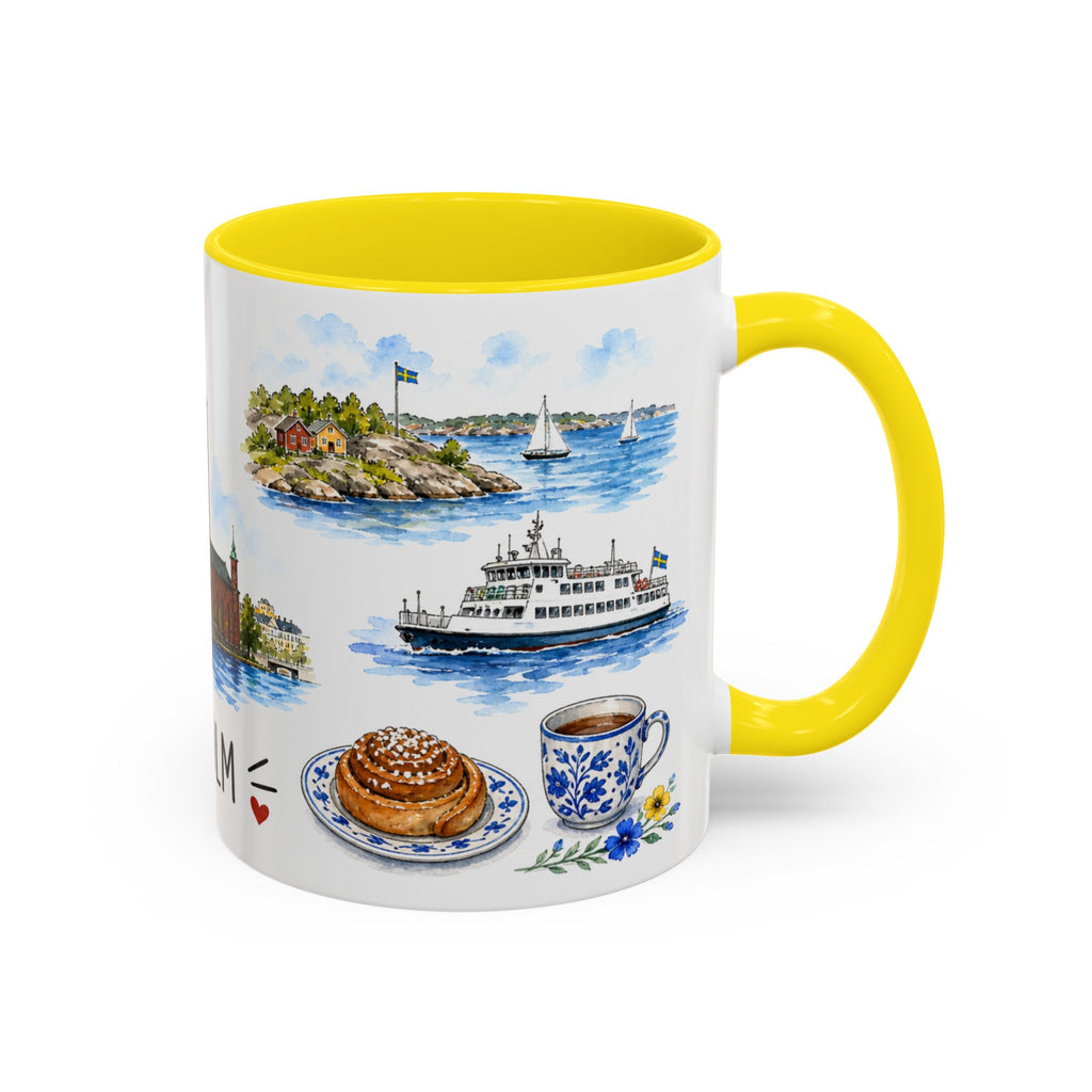 Stockholm Illustrated Travel Mug | City Souvenir Accent Coffee Mug | 11oz 15oz Ceramic Cup